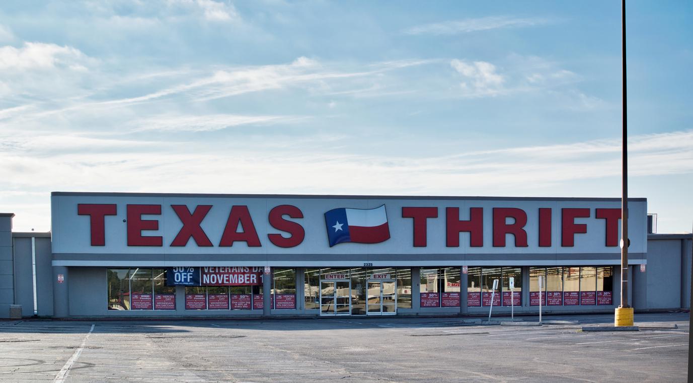 Outside of a Texas Thrift store