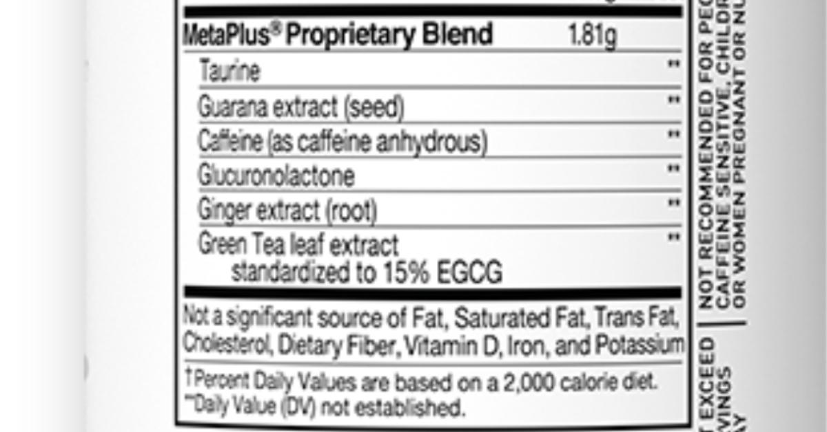 Ingredients in the Celsius MetaPlus proprietary blend. 