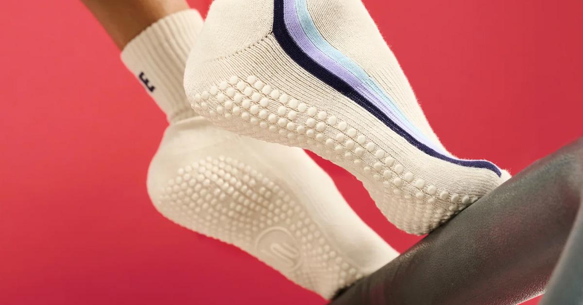 non-slip pilates socks on the reformer 