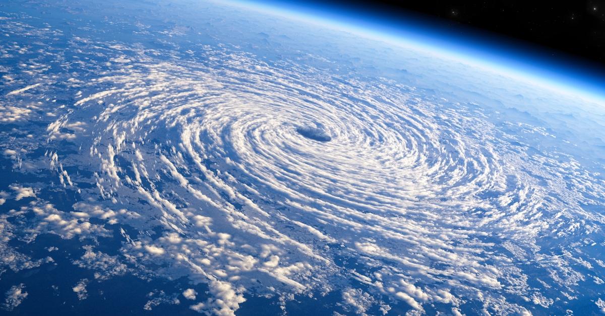 Satellite view of a hurricane forming.