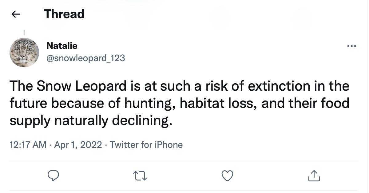 A tweet about the snow leopard