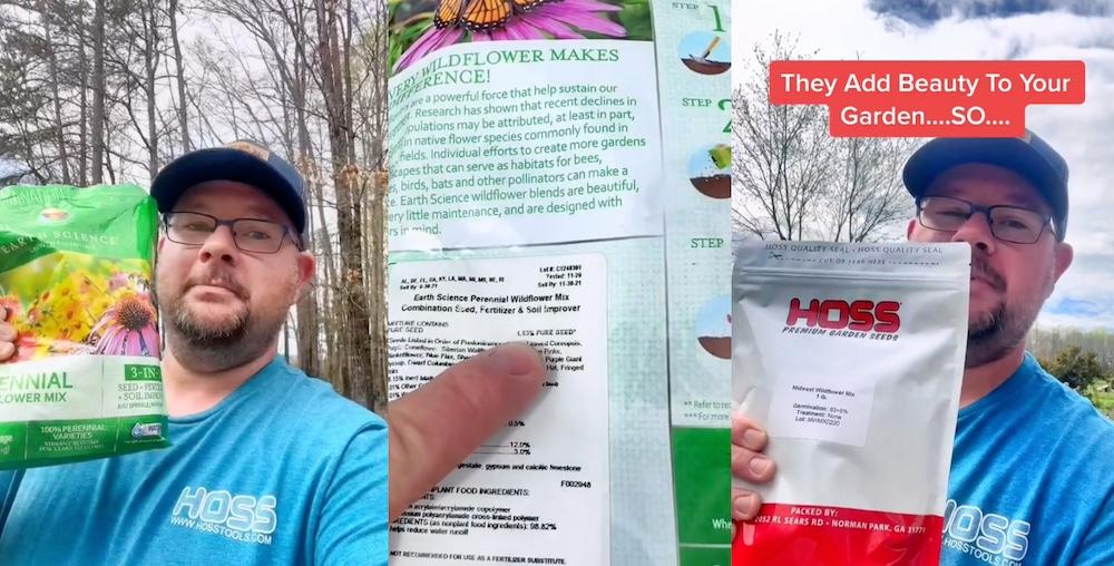 TikToker 2 Quacks & 5 Clucks Farm talking about wildflower mix. 